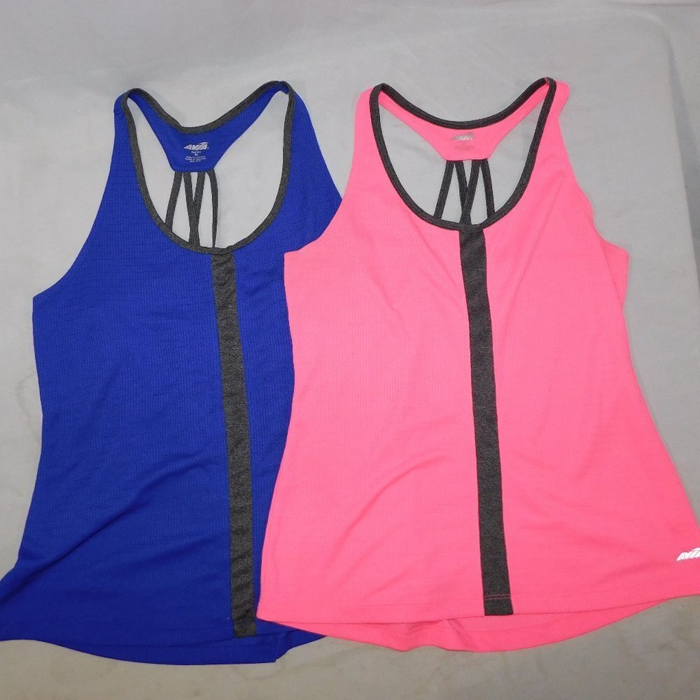 Lot of 2 AVIA strappy Back Tank Top Sport Athletic Pink Purple Running Womens